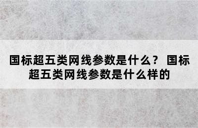 国标超五类网线参数是什么？ 国标超五类网线参数是什么样的